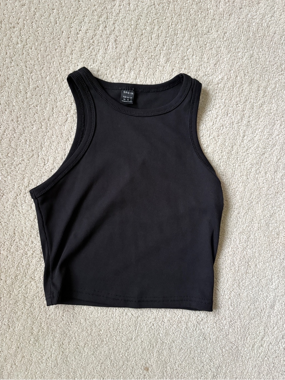 Shein Black Ribbed Tank Crop Top Size XS